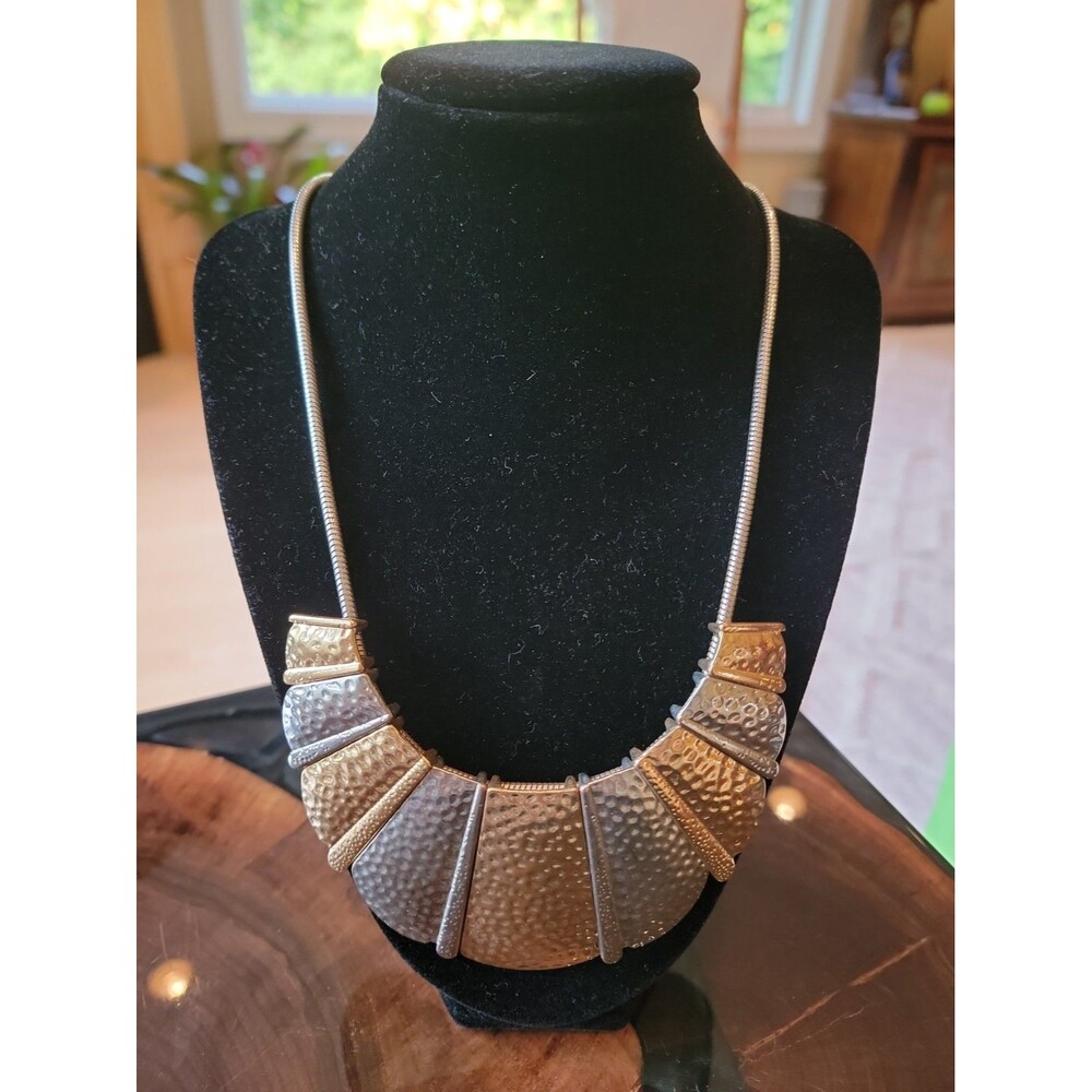 Charming Charlie Hammered Gold/ Silver Necklace